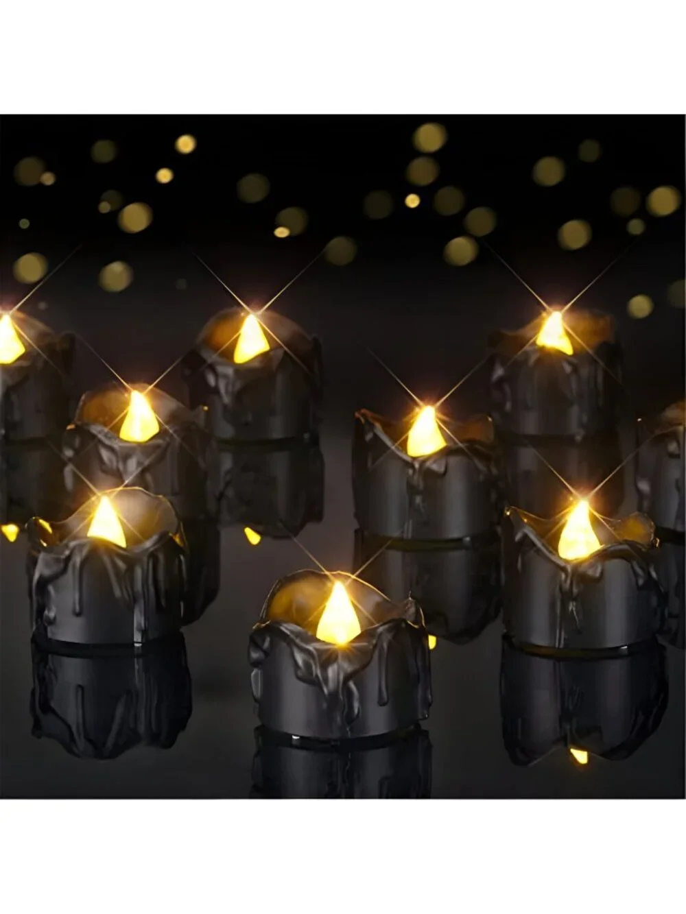 24Pack Halloween Black Dripping Flameless LED Candles,1.58